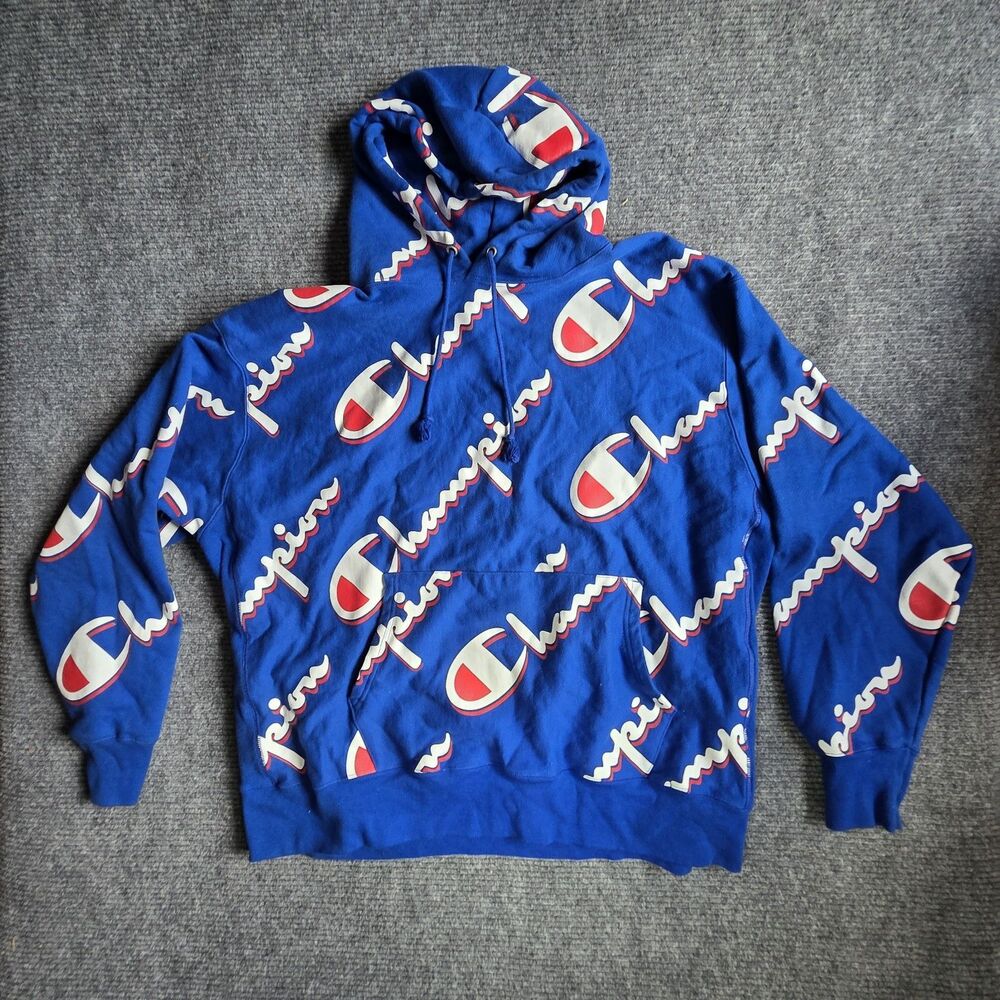Champion Reverse Weave Hoodie Mens XXXL 3XL ALL-OVER PRINT - Vintage